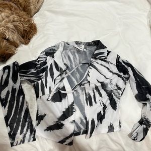 Zebra Print Mesh Long Sleeve Crop Top